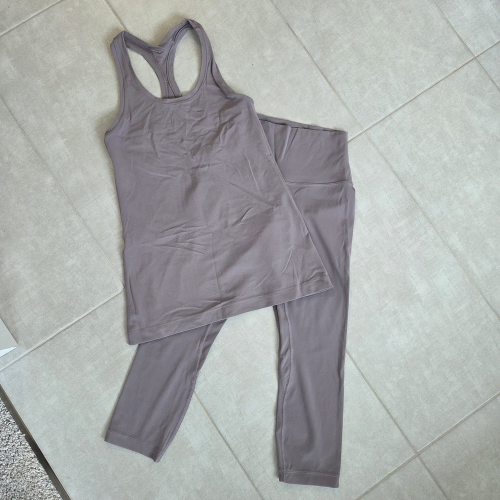 lululemon athletica Mauve Racerback Tank and Cropped Leggings Set